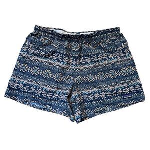 Patagonia Womens Baggies Blue Geometric Shorts Sz M
